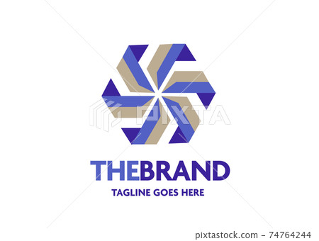 abstract windmill color vector logo design template, wave icon, abstract strips color circle spiral sign, twist symbol, vector illustration	 74764244