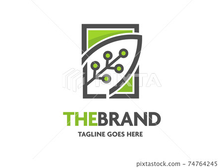 green tech logo designs template, creative technology logo symbol	 74764245