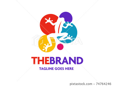 frog silhouette with circle color background vector logo illustration frog silhouette with circle color background vector logo illustration 74764246