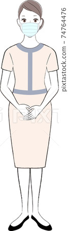 Full body illustration of an esthetician woman wearing a mask Full body illustration of an esthetician woman wearing a mask 74764476