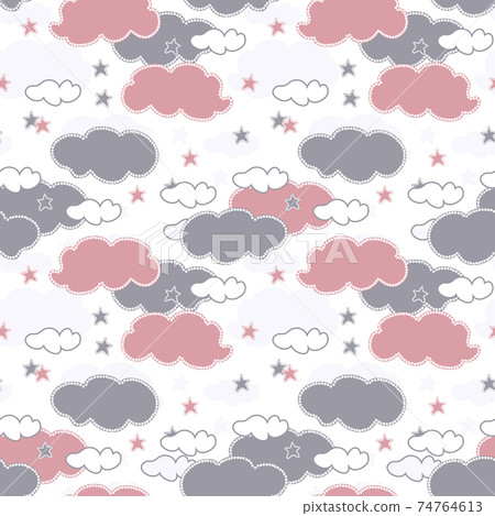 Cute Baby vector seamless pattern. Cartoon gray... - Stock Illustration ...