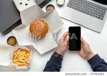 Food delivery to workplace, lunch for employee in office 74765891