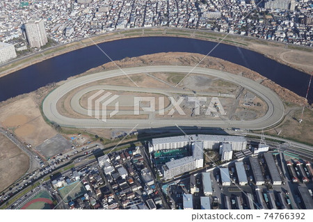 Aerial view Kawasaki Racecourse practice riding ground and stables 74766392