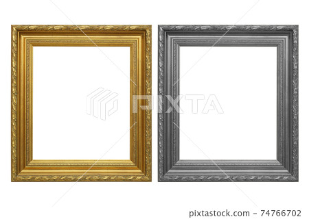 The antique gold frame and gray frame on the white background The antique gold frame and gray frame on the white background 74766702