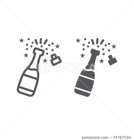 Champagne line and glyph icon, alcohol and... - Stock Illustration ...