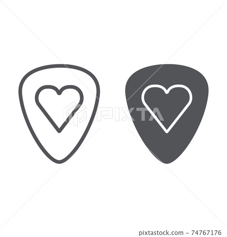 Guitar mediator line and glyph icon, music and equipment, guitar pick sign, vector graphics, a linear pattern on a white background. 74767176