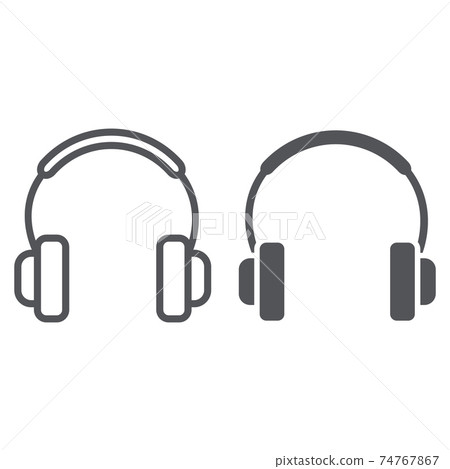 Headphones line and glyph icon, music and sound, audio accessory sign, vector graphics, a linear pattern on a white background. Headphones line and glyph icon, music and sound, audio accessory sign, vector graphics, a linear pattern on a white background. 74767867