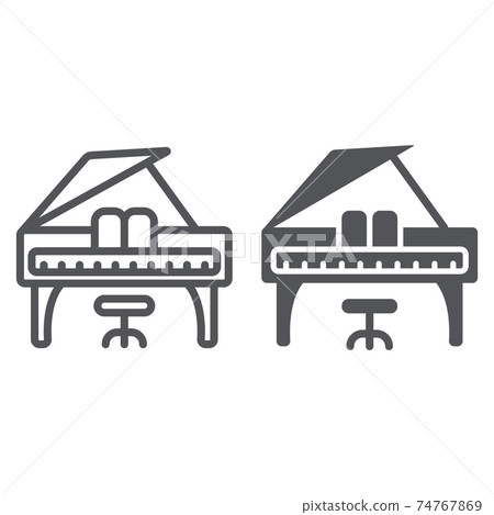 Piano line and glyph icon, music and sound, keyboard musical instrument sign, vector graphics, a linear pattern on a white background. Piano line and glyph icon, music and sound, keyboard musical instrument sign, vector graphics, a linear pattern on a white background. 74767869