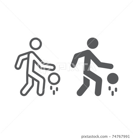 Basketball player line and glyph icon, sport and action, man with ball sign, vector graphics, a linear pattern on a white background. Basketball player line and glyph icon, sport and action, man with ball sign, vector graphics, a linear pattern on a white background. 74767991