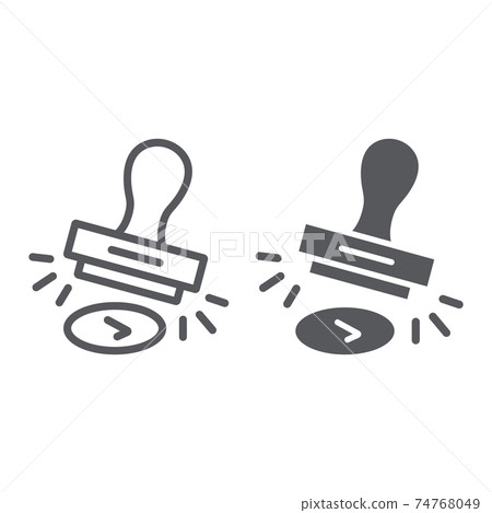 Approval stamp line and glyph icon, allow and stamper, rubber stamp sign, vector graphics, a linear pattern on a white background. Approval stamp line and glyph icon, allow and stamper, rubber stamp sign, vector graphics, a linear pattern on a white background. 74768049