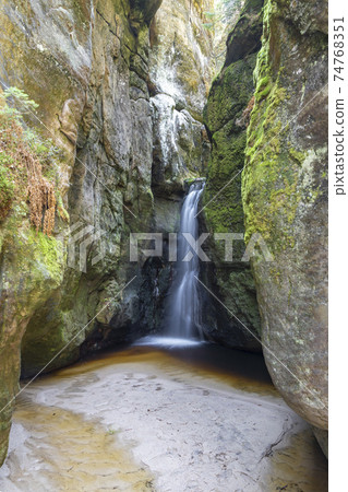 Small waterfall, Teplice Adrspach Rocks, Eastern Bohemia, Czech Republic 74768351