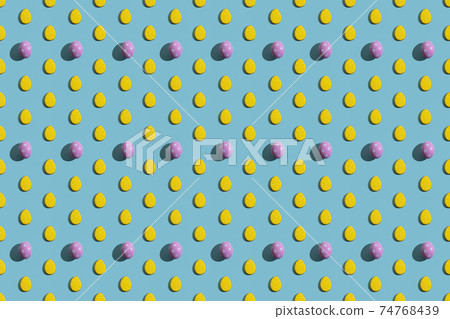 easter background seamless pattern yellow egg blue 74768439
