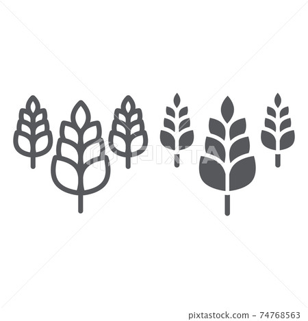 Spikelet line and glyph icon, farm and agriculture, wheat sign, vector graphics, a linear pattern on a white background. 74768563