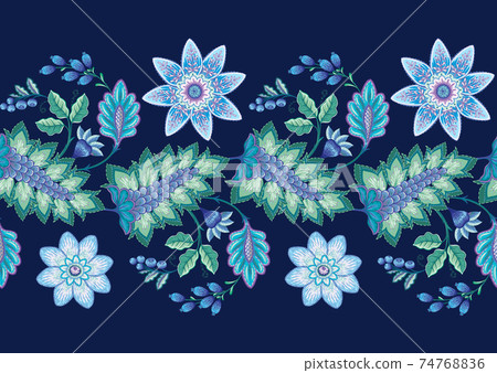 Seamless pattern with stylized ornamental flowers in retro, vintage style. 74768836