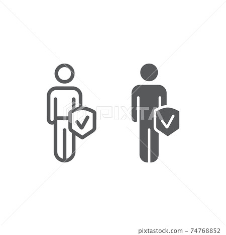 Life insurance line and glyph icon, protection and life, health safety sign, vector graphics, a linear pattern on a white background. 74768852