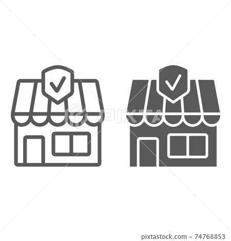 Business insurance line and glyph icon, estate and safety, property insurance sign, vector graphics, a linear pattern on a white background. Business insurance line and glyph icon, estate and safety, property insurance sign, vector graphics, a linear pattern on a white background. 74768853