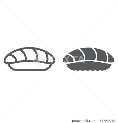 Sushi line and glyph icon, asian and food, seafood sign, vector graphics, a linear pattern on a white background. Sushi line and glyph icon, asian and food, seafood sign, vector graphics, a linear pattern on a white background. 74768959