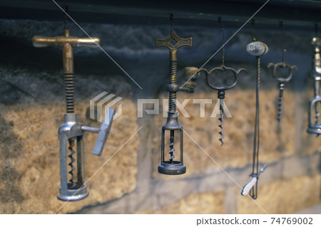 Collection of old corkscrew in Eger, Hungary Collection of old corkscrew in Eger, Hungary 74769002
