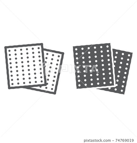 Matza line and glyph icon, food and israel, jewish bread sign, vector graphics, a linear pattern on a white background. 74769019