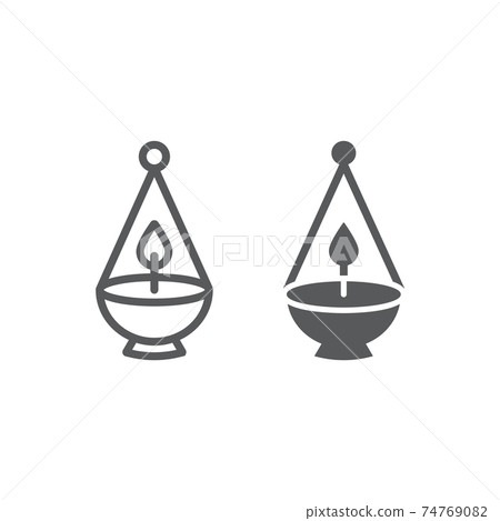 Ner tamid line and glyph icon, light and israel, jewish lamp sign, vector graphics, a linear pattern on a white background. 74769082