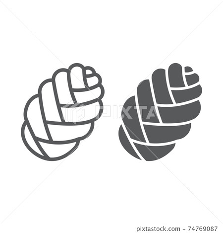 Challah line and glyph icon, bake and bakery, jewish bread sign, vector graphics, a linear pattern on a white background. Challah line and glyph icon, bake and bakery, jewish bread sign, vector graphics, a linear pattern on a white background. 74769087