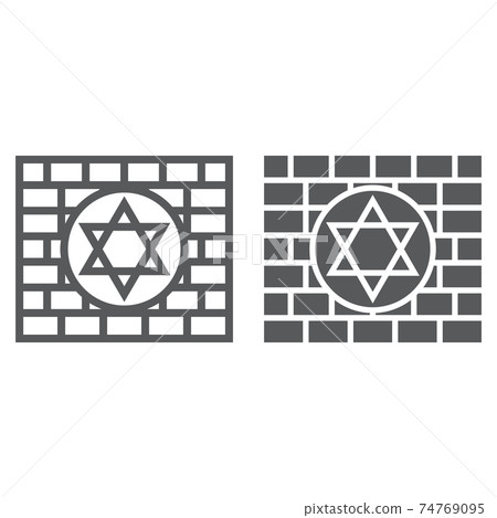 Kotel line and glyph icon, religion and judaism, jewish wall sign, vector graphics, a linear pattern on a white background. Kotel line and glyph icon, religion and judaism, jewish wall sign, vector graphics, a linear pattern on a white background. 74769095