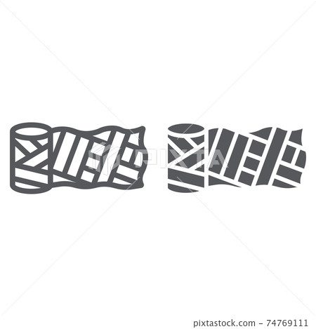 Sewing material line and glyph icon, fashion and sew, spool sign, vector graphics, a linear pattern on a white background. 74769111
