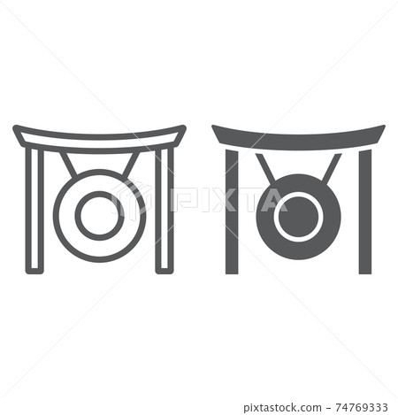 Gong line and glyph icon, asia and music, musical instrument sign, vector graphics, a linear pattern on a white background. 74769333