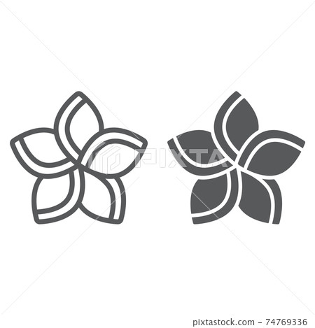 Plumeria line and glyph icon, floral and flower, frangipani sign, vector graphics, a linear pattern on a white background. 74769336