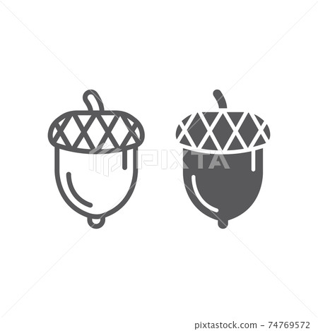 Acorn line and glyph icon, oak and growth, plant sign, vector graphics, a linear pattern on a white backgrond. 74769572