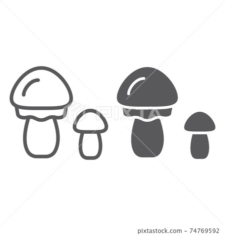 Mushrooms line and glyph icon, organic and...-插圖素材 [74769592] - PIXTA圖庫