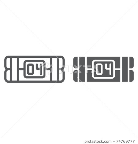 Explosives c4 line and glyph icon, army and weapon, detonating bomb sign, vector graphics, a linear pattern on a white background. Explosives c4 line and glyph icon, army and weapon, detonating bomb sign, vector graphics, a linear pattern on a white background. 74769777