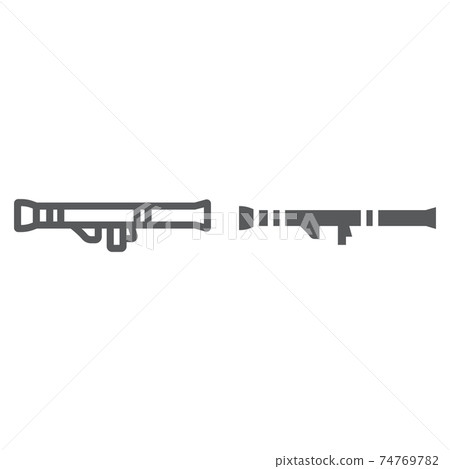 Rocket launcher line and glyph icon, army and military, weapon sign, vector graphics, a linear pattern on a white background. Rocket launcher line and glyph icon, army and military, weapon sign, vector graphics, a linear pattern on a white background. 74769782