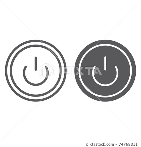 Computer power button line and glyph icon,... - Stock Illustration ...