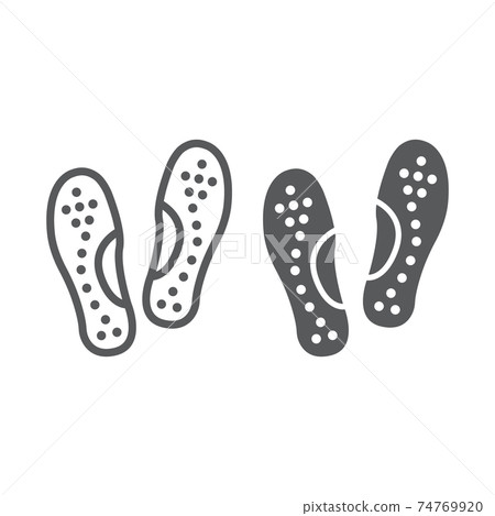 Orthopedic insoles line and glyph icon, orthopedic and medical, flat foot correct sign, vector graphics, a linear pattern on a white background. 74769920