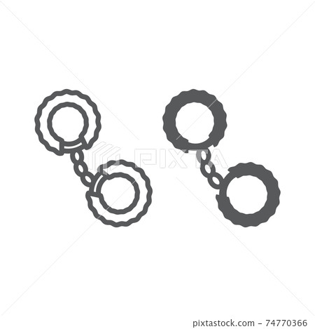 Sex handcuffs line and glyph icon, sex toy and adult, soft handcuffs sign, vector graphics, a linear pattern on a white background, eps 10. Sex handcuffs line and glyph icon, sex toy and adult, soft handcuffs sign, vector graphics, a linear pattern on a white background, eps 10. 74770366