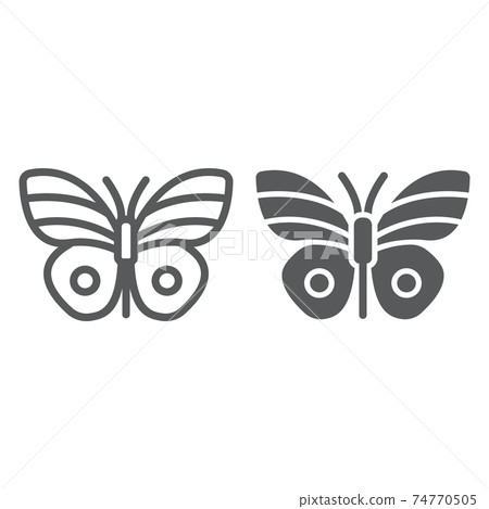 Butterfly line and glyph icon, easter and summer, insect sign, vector graphics, a linear pattern on a white background, eps 10. Butterfly line and glyph icon, easter and summer, insect sign, vector graphics, a linear pattern on a white background, eps 10. 74770505