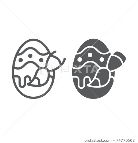 Painting easter egg line and glyph icon, easter and holiday, easter egg decoration sign, vector graphics, a linear pattern on a white background, eps 10. 74770508