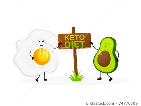 Keto diet concept in cartoon style. Isolated vector illustration. White background. Good diet. Keto diet concept in cartoon style. Isolated vector illustration. White background. Good diet. 74770509