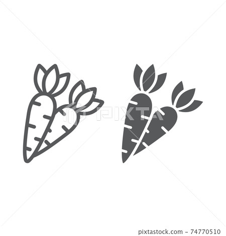 Carrot line and glyph icon, easter and vegetable, root sign, vector graphics, a linear pattern on a white background, eps 10. 74770510