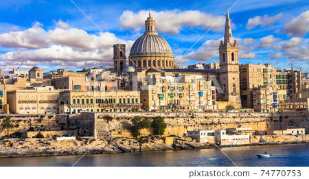 panoramic view of Valetta . Malta 74770753