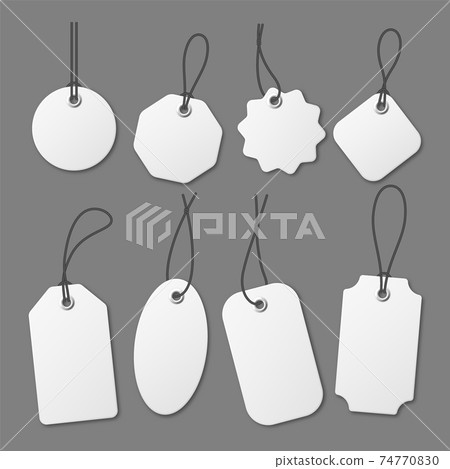 Realistic white price tags collection. Special offer or shopping discount label. Retail paper Realistic white price tags collection. Special offer or shopping discount label. Retail paper 74770830