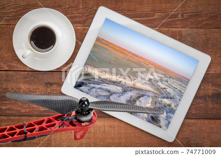 arroyo in northern Colorado prairie 74771009