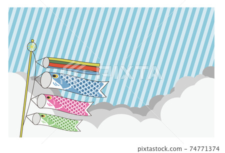 Swimming carp streamer blue sky stripe Swimming carp streamer blue sky stripe 74771374