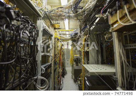 Server Room with Cables and Wires 74771498