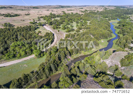 aerial view of Dismal River in Nebraska Sandhills aerial view of Dismal River in Nebraska Sandhills 74771652