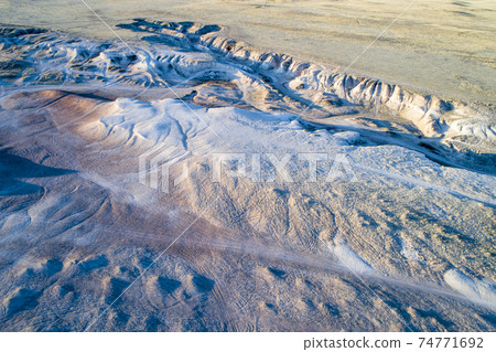 arroyo in northern Colorado prairie 74771692