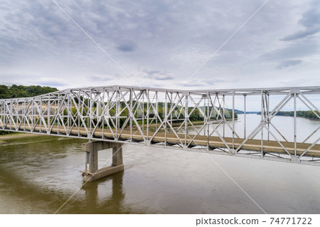 Missouri River bridge aerial view 74771722