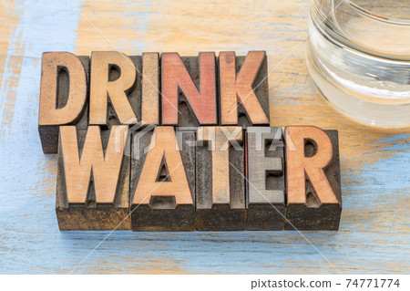 drink water word abstract in wood type 74771774