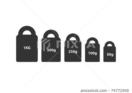 Kg weight mass black simple flat icon set Kg weight mass black simple flat icon set 74772008